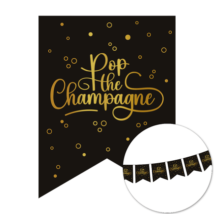 Pop The Champagne Slinger Zwart Goud 6m van WeFiesta koop je bij Partywinkel
