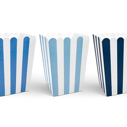 Popcorn Bakjes Blauw Mix 12,5cm 6st van Partydeco koop je bij Partywinkel