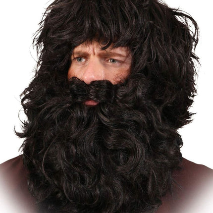 Pruik met Baard Zwart van Orlob koop je bij Partywinkel
