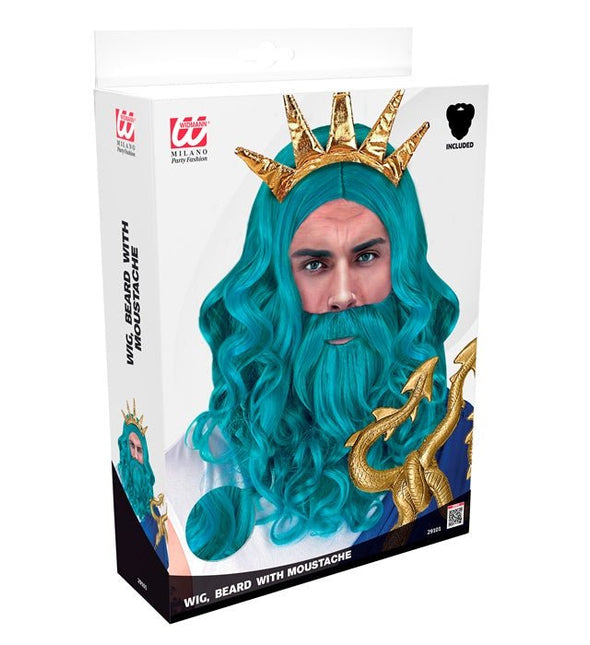 Pruik Poseidon/Neptunes Met Baard En Snor van Widmann koop je bij Partywinkel