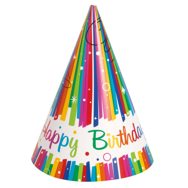 Rainbow Birthday Party Ribbons Hoeden 8st van Unique koop je bij Partywinkel