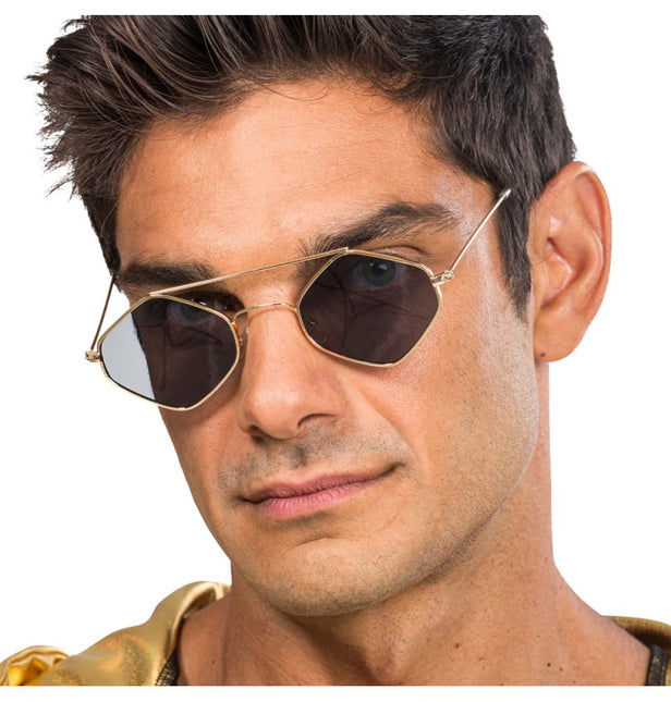 Räppärilasit - Metalliruutuisella kehyksellä - 14 cm x 13.5 cm x 4.6 cm