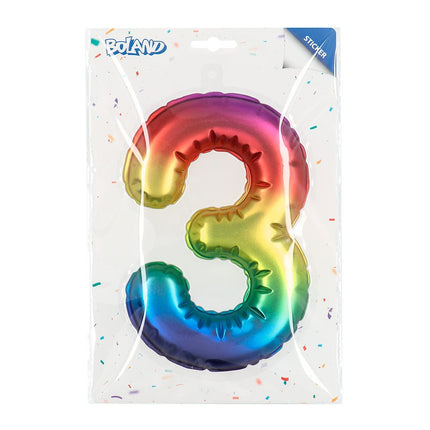 Regenboog 3 Jaar Stickers Folieballon 20cm van Boland koop je bij Partywinkel