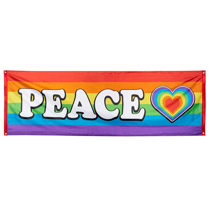 Regenboog Banner Peace 2,2m van Boland koop je bij Partywinkel
