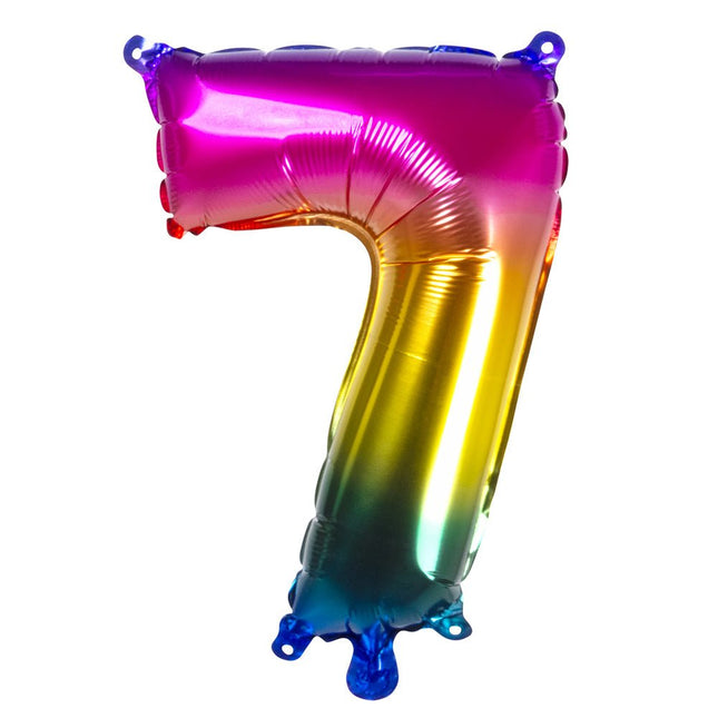 Regenboog Cijfer Ballon 7 Jaar 36cm van Boland koop je bij Partywinkel