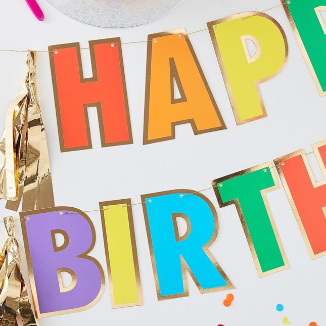 Regenboog Happy Birthday Letterslinger 3m van Ginger Ray koop je bij Partywinkel