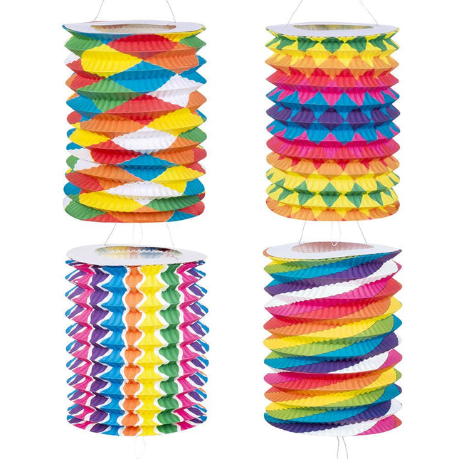 Regenboog Lampionnen Trek 16cm 12st van Boland koop je bij Partywinkel