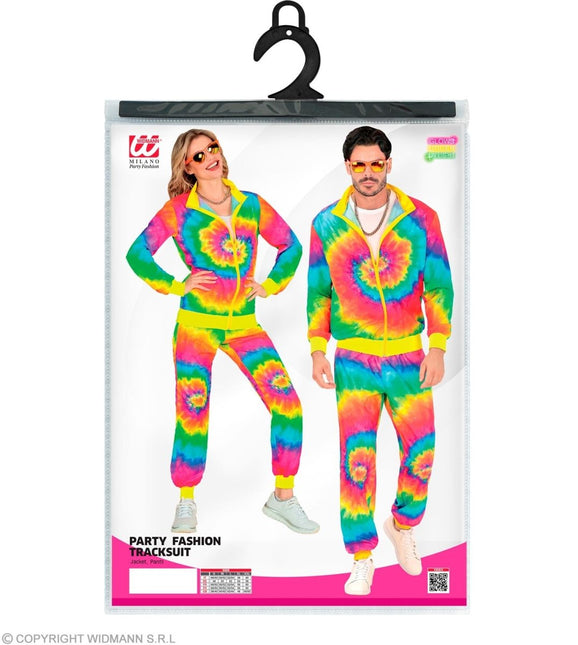 Regenboog Trainingspak Fout Tie Dye van Widmann koop je bij Partywinkel