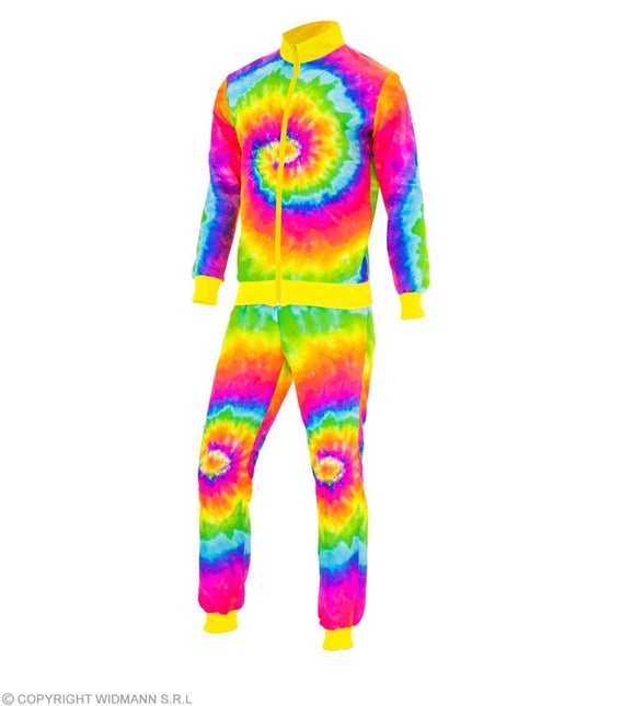 Regenboog Trainingspak Fout Tie Dye van Widmann koop je bij Partywinkel