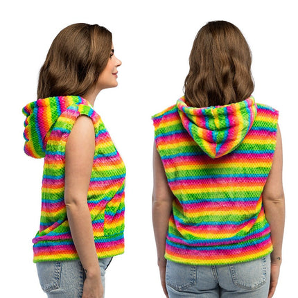 Regenboog Vest Fluffy van Boland koop je bij Partywinkel