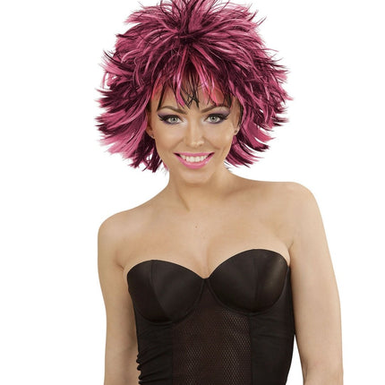 Rocker Pruik Zwart Roze van Widmann koop je bij Partywinkel