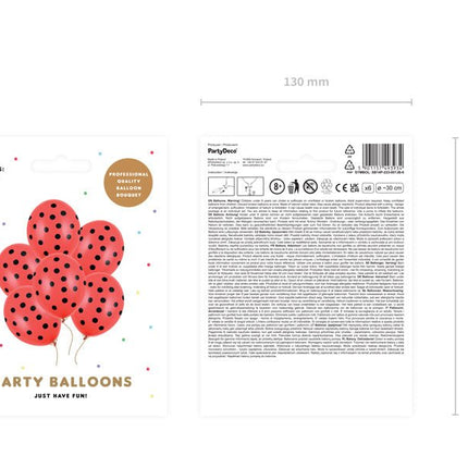 Rode Ballonnen Zwarte Stippen 30cm 6st van Partydeco koop je bij Partywinkel