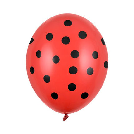 Rode Ballonnen Zwarte Stippen 30cm 6st van Partydeco koop je bij Partywinkel