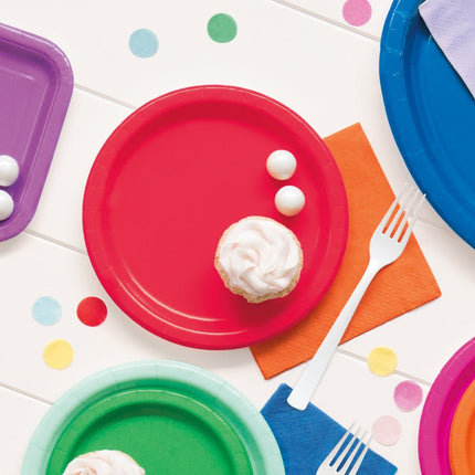 Rode Borden Rond 23cm 16st van Unique koop je bij Partywinkel