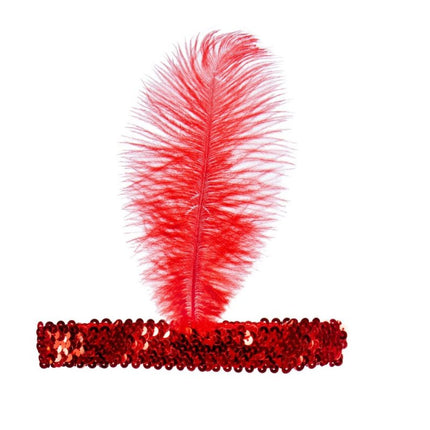 Rode Hoofdband Charleston Met Veer van Wilbers & Wilbers koop je bij Partywinkel