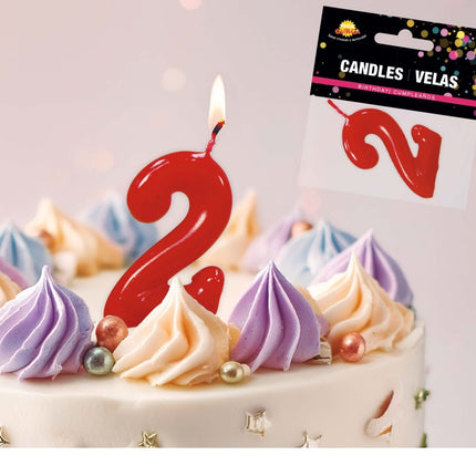 Rode Kaars 2 Jaar 5,5cm van Fiestas Guirca koop je bij Partywinkel