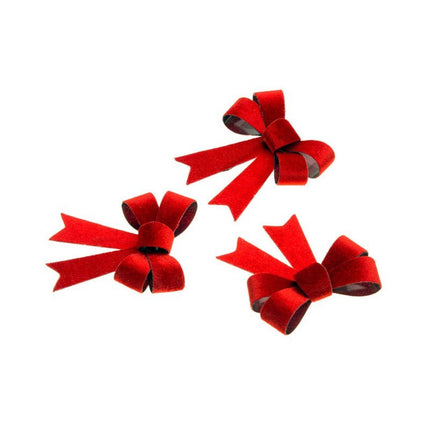 Rode Strik Velvet 12,7cm 3st van CHAKS koop je bij Partywinkel