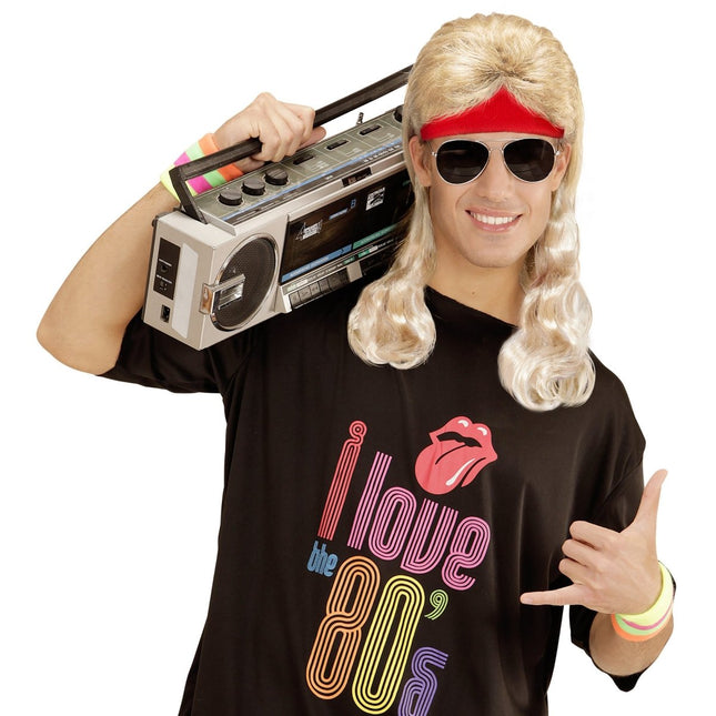 Rode Zweetbandjes Met Blond Gekruld Haar van Widmann koop je bij Partywinkel