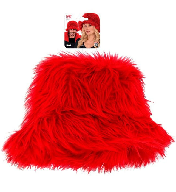 Rood Bucket Hat Pluche van Widmann koop je bij Partywinkel