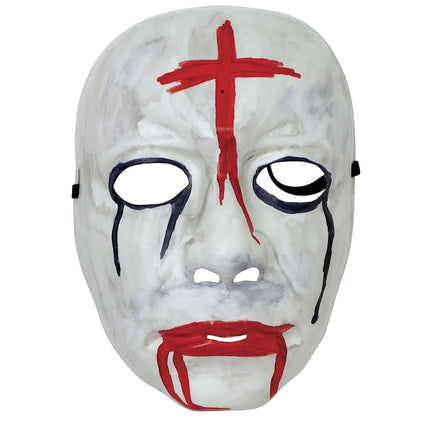 Rood Witte Halloween Masker Kruis van Fiestas Guirca koop je bij Partywinkel