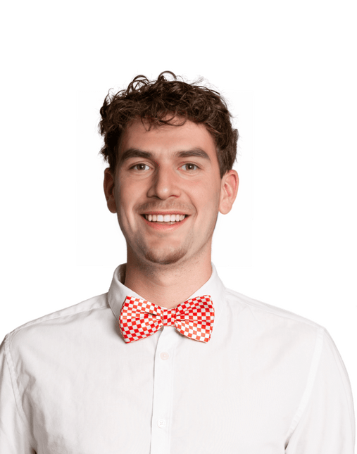 Rood Witte Strik Geblokt 2,5cm van Partychimp koop je bij Partywinkel