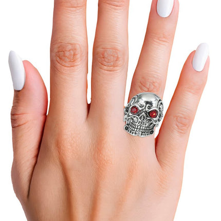 Rood Zilveren Ring Schedel van Fiestas Guirca koop je bij Partywinkel