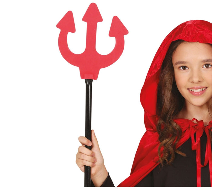 Rood Zwarte Drietand 80cm van Fiestas Guirca koop je bij Partywinkel