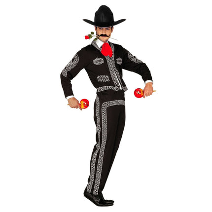 Rood Zwarte Kostuum Heren Mariachi van Widmann koop je bij Partywinkel