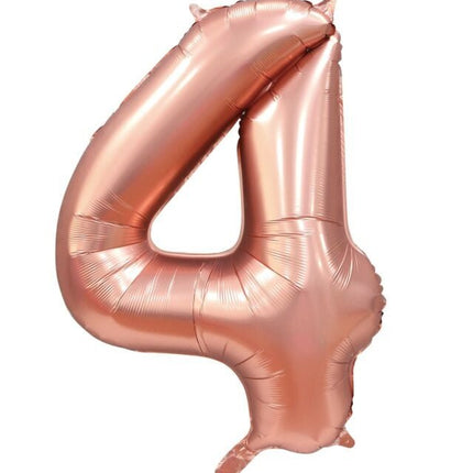 Rose Goud Cijfer Ballon 4 Jaar Glans 86cm van WeFiesta koop je bij Partywinkel