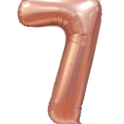 Rose Goud Cijfer Ballon 7 Jaar Glans 86cm van WeFiesta koop je bij Partywinkel