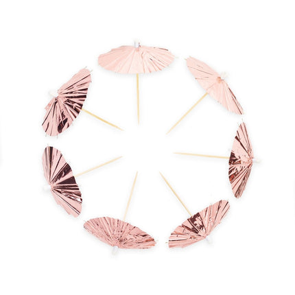 Rose Gouden Cocktailprikkers Parasol 10cm 10st van WeFiesta koop je bij Partywinkel