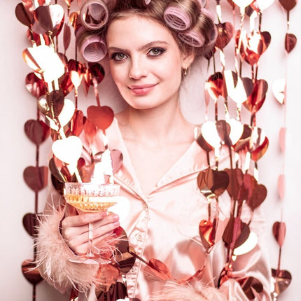 Rose gouden Deurgordijn Hartjes 2,45m van Partydeco koop je bij Partywinkel