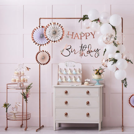 Rose Gouden Happy Birthday Letterslinger 2m van Ginger Ray koop je bij Partywinkel