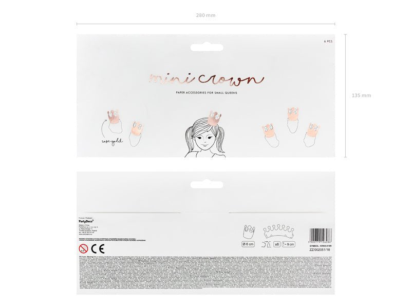 Rose Gouden Kroon 6cm 6st van Partydeco koop je bij Partywinkel