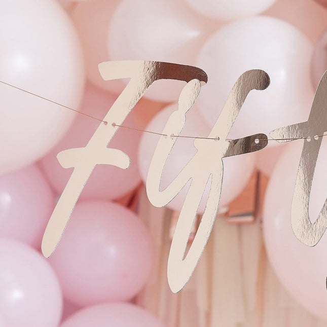 Rose Gouden Letterslinger 50 Jaar 1,7m van Ginger Ray koop je bij Partywinkel