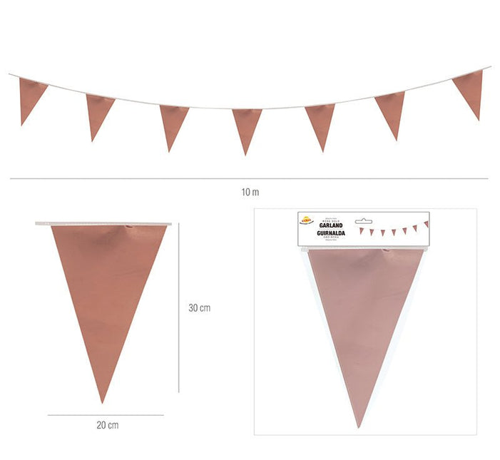 Rose Gouden Vlaggenlijn 10m van Fiestas Guirca koop je bij Partywinkel