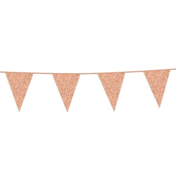 Rose Gouden Vlaggenlijn Glitter 6m van WeFiesta koop je bij Partywinkel