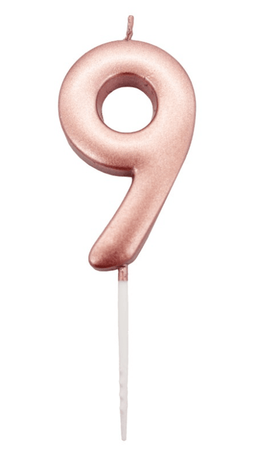 Roségouden Cijferkaars 9 van Unique koop je bij Partywinkel