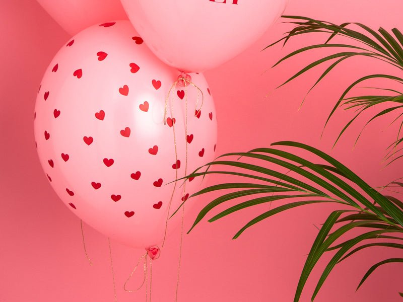 Roze Ballonnen Rode Hartjes 30cm 6st van Partydeco koop je bij Partywinkel