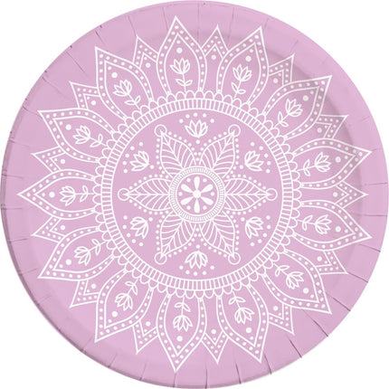 Roze Borden Mandala 23cm 8st van Procos koop je bij Partywinkel