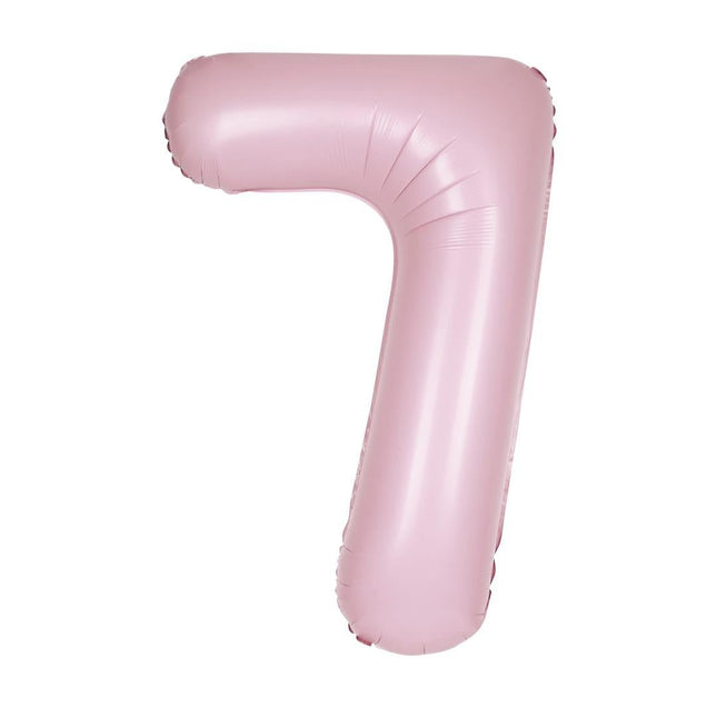 Roze Cijfer Ballon 7 Jaar Matte 86cm van Unique koop je bij Partywinkel