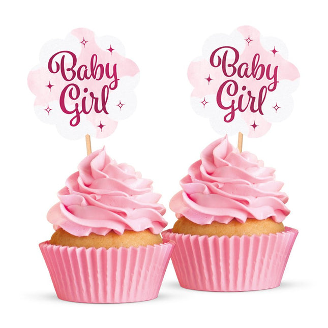 Roze Cocktailprikkers Baby Girl 12st van WeFiesta koop je bij Partywinkel