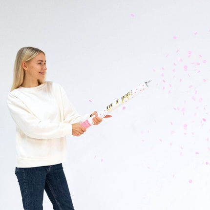 Roze Confetti Kanon 60cm van Riethmueller koop je bij Partywinkel