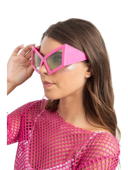 Roze Geometrische Feestbril Oversized van CHAKS koop je bij Partywinkel