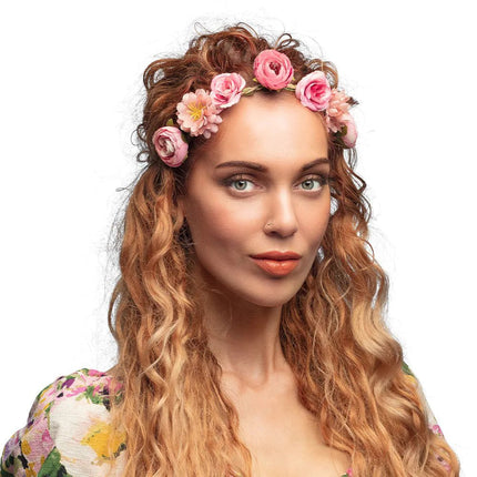 Roze Haarband Bloemen van Boland koop je bij Partywinkel