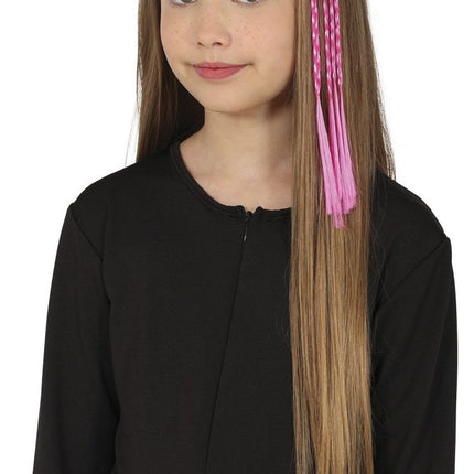 Roze Hair Extension Vlechten 35cm 3st van Fiestas Guirca koop je bij Partywinkel