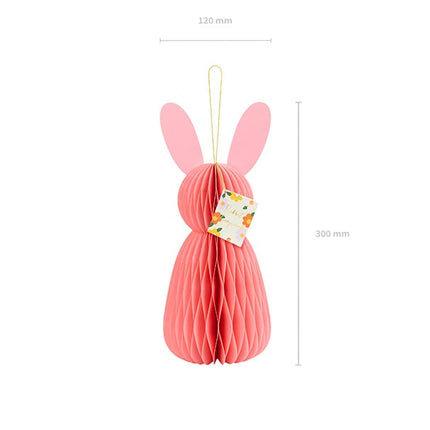 Roze Honeycomb Konijn 30cm van Partydeco koop je bij Partywinkel