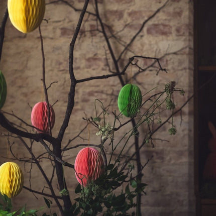 Roze Honeycomb Paasei 12cm van Partydeco koop je bij Partywinkel