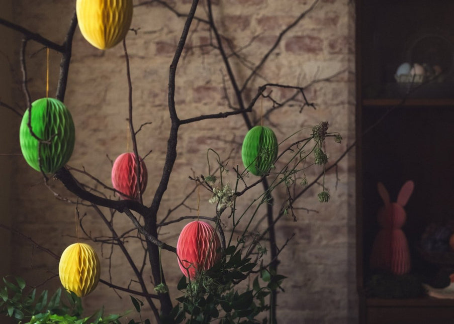 Roze Honeycomb Paasei 12cm van Partydeco koop je bij Partywinkel