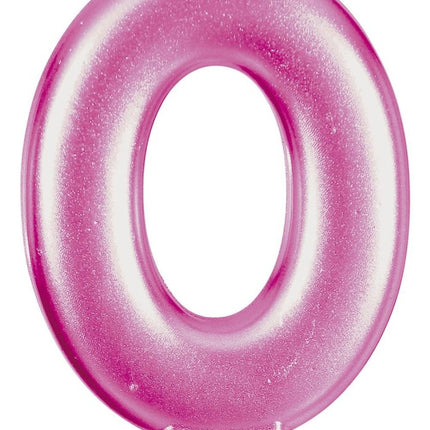 Roze Kaars 0 Jaar Metallic 8cm van Fiestas Guirca koop je bij Partywinkel